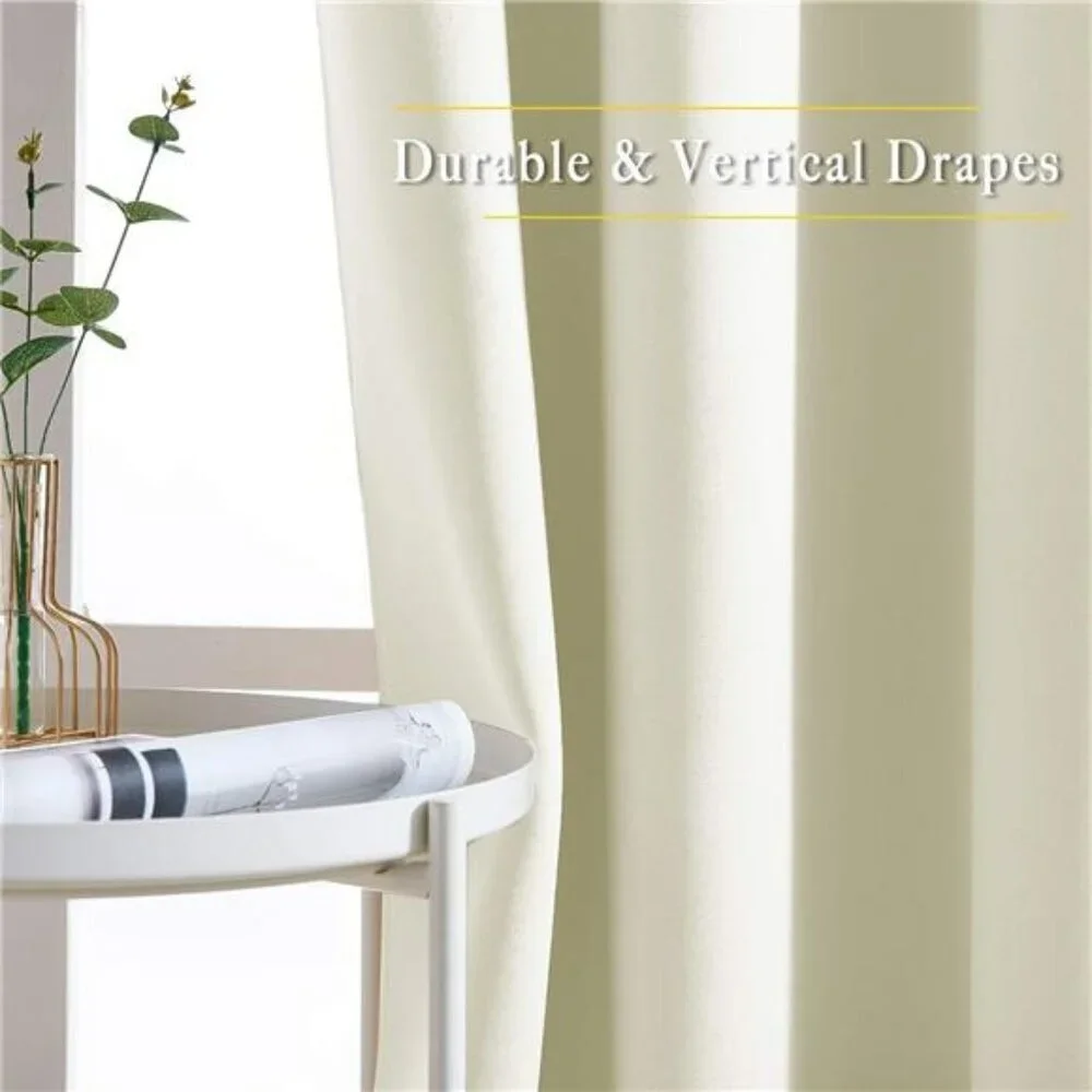 NICETOWN Beige Blackout Curtains 84 Inch Thermal Insulated Light Blocking